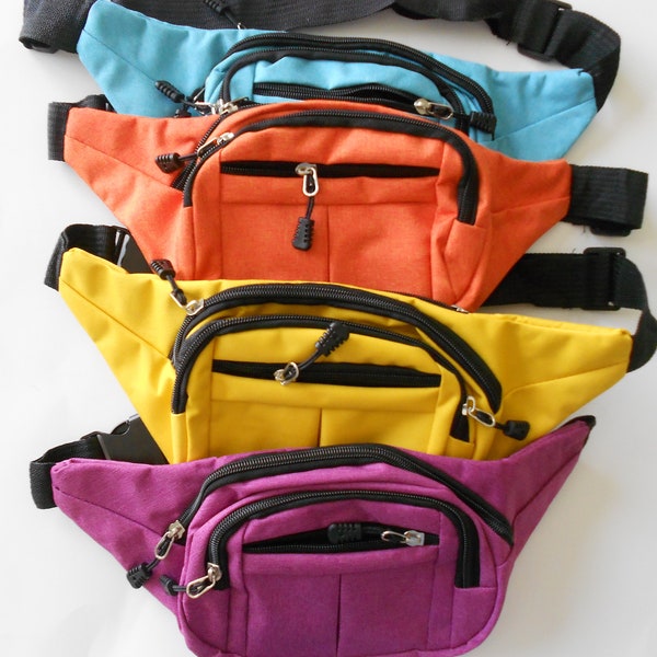 Colorful Fanny Pack Bumbag Belly Bag Waist Bag Colorful Unisex Bag Belt Bag with 4 Zipper Compartments Outdoor Sports & Traveling Bag