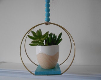Hand painted plant hanger: Beaded Hanging Shelf