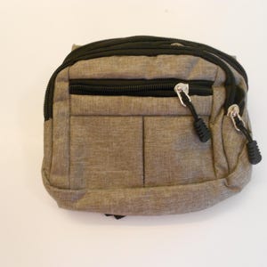 Waterproof Fanny Pack 4 Pockets Unisex Travel Waist Bag Light Tan