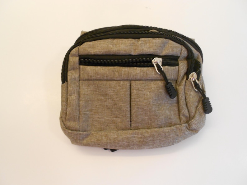 Waterproof Fanny Pack 4 Pockets Unisex Travel Waist Bag Light Tan