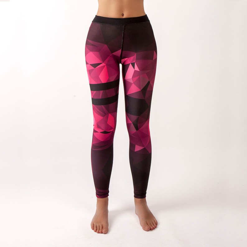 Neon Pink Leggings Geometric Gym 