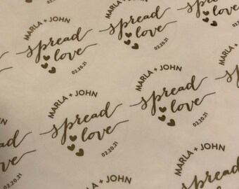 Spread Love Foil Wedding Labels - Foil Sticker for Wedding - Wedding Sticker - Wedding Label - Gold Foil Rose Gold Foil Silver Foil