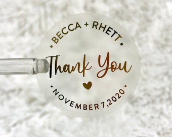 Foil Wedding Labels - Foil Clear Back Thank You Sticker for Wedding Engagement - Wedding Sticker - Wedding Label Gold Foil Rose Gold Silver