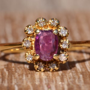 Classic Purplish-Red Ruby Halo Ring