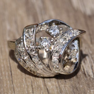Retro Free-form Ring with Diamonds