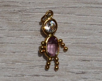 Yellow Gold February Birthstone Baby Charm