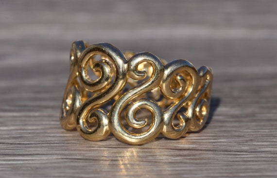 Yellow Gold Scrolled Cocktail Ring - image 2