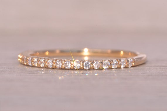 Petite Yellow Gold Natural Diamond Stackable Band - image 2