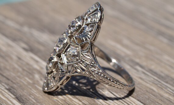 Exquisite Three Stone Platinum and Diamond Ring - image 3