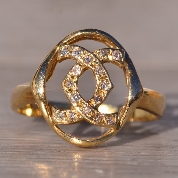 Yellow Gold Horseshoe Cocktail Ring with Natural Diamonds