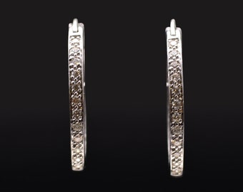 White Gold Inside Out Natural Diamond Hoop Earrings