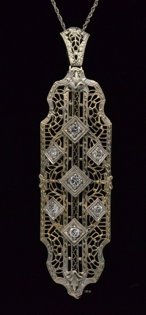 Original Antique Filigree Pendant set with Diamond