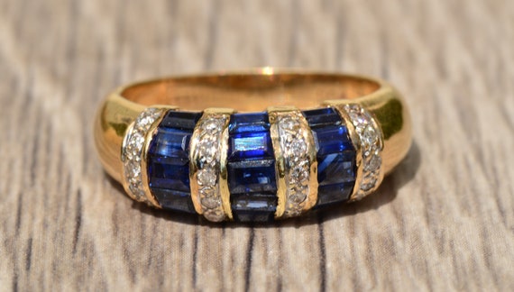 Signed Sapphire & Diamond Ring - image 7