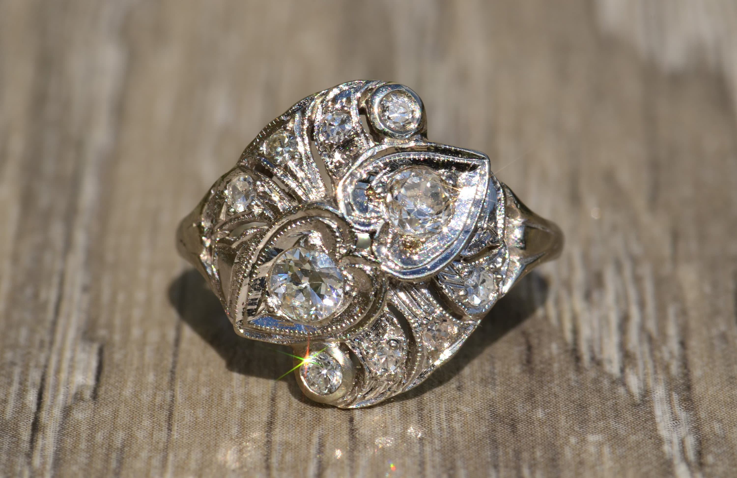 Antique Filigree Angular Heart Ring - Etsy