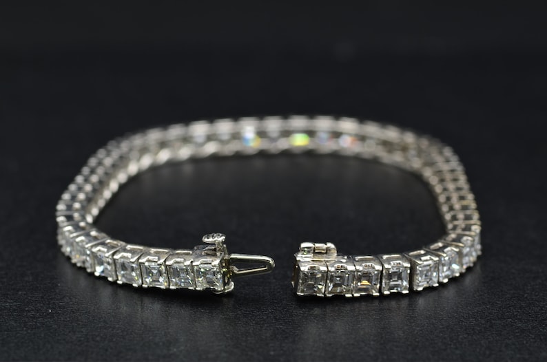 White gold Square Emerald Cut Diamond Bracelet set with 15.72 carats of Asscher Cut Diamonds image 6