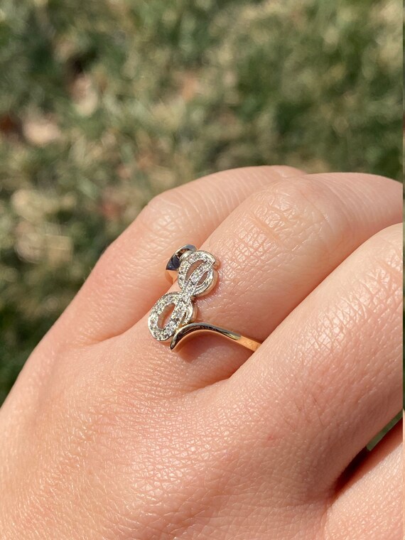 Ladies 14K Two Tone Script J Ring with Diamonds - image 7