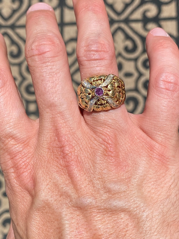 Rococo Era Ruby and Diamond Ring - image 7