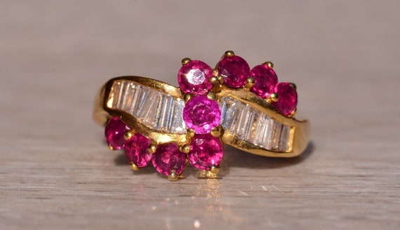 Ruby & Diamond Crossover Ring in 18 Karat Yellow … - image 6
