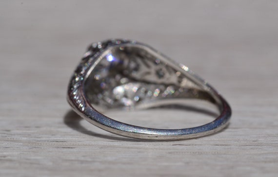 Antique Ladies Platinum Engagement Ring set with … - image 3