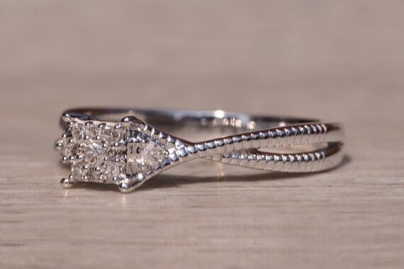 White Gold Promise Ring set with Natural Diamonds - image 2