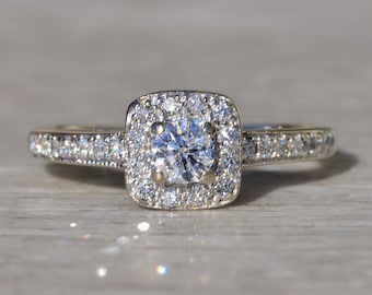 Ladies 14K Diamond Halo Engagement Ring