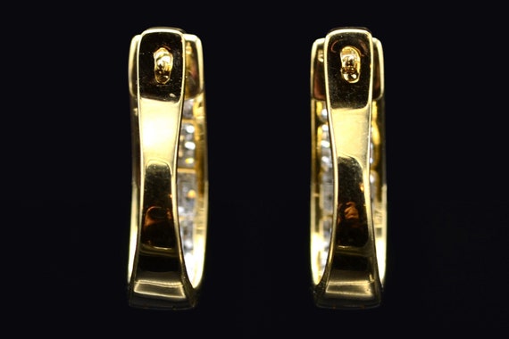 Ladies 14K Gold Diamond Set Drop Earrings - image 3
