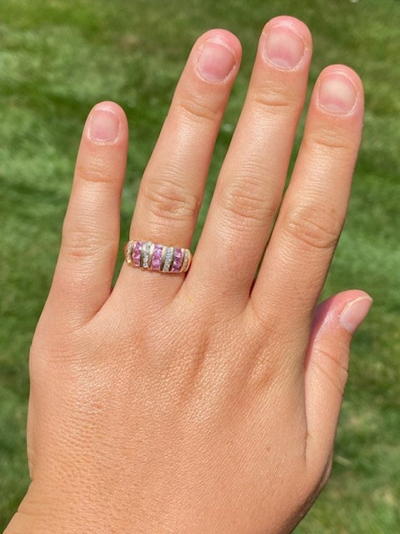 Pink Topaz and Diamond Set Ring - image 7