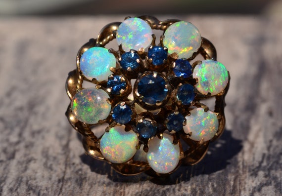 Vintage Sapphire and Opal Princess Ring - image 2
