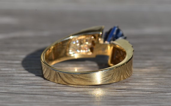 Ladies 14K Gold Sapphire and Diamond Ring - image 4