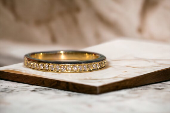 Signed Champagne Gold Band with Natural Diamonds - image 7