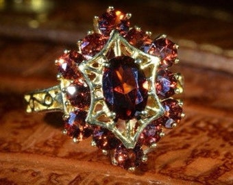 Vintage Garnet Statement Ring in Yellow Gold