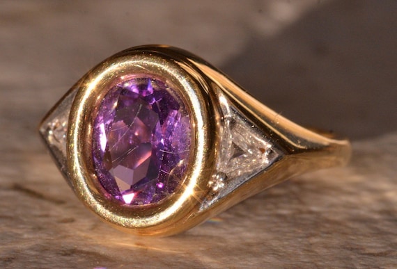 Signed Mid-Century Modern Amethyst Ring