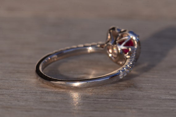 Heart Shaped Natural Ruby and Double Halo Natural… - image 4
