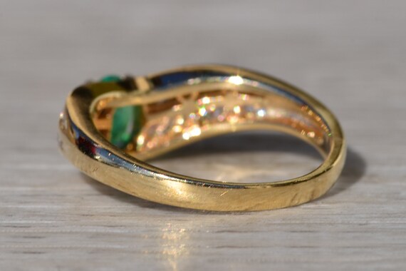 Ladies 14K Gold Emerald and Diamond Ring - image 3