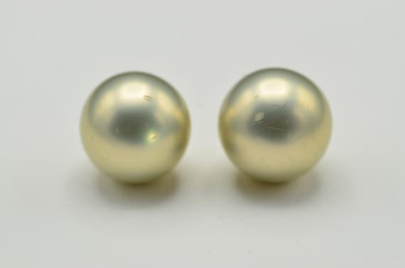 12.2mm Faux Pearl Stud Earrings in 14K Gold - image 2