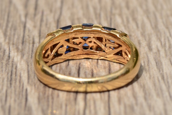 Signed Sapphire & Diamond Ring - image 4