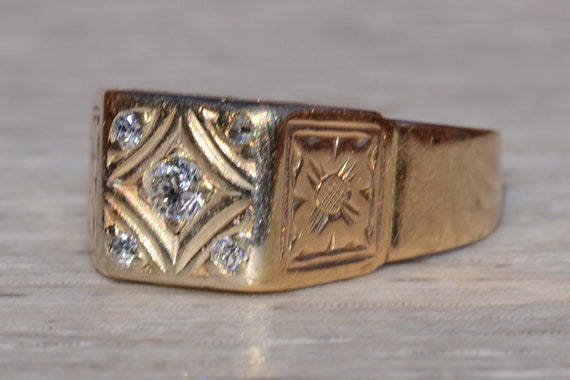 Antique 14K Yellow Gold Ring set with Diamonds - image 2