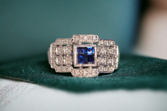 Contemporary Sapphire and Natural Diamond Ring in… - image 10