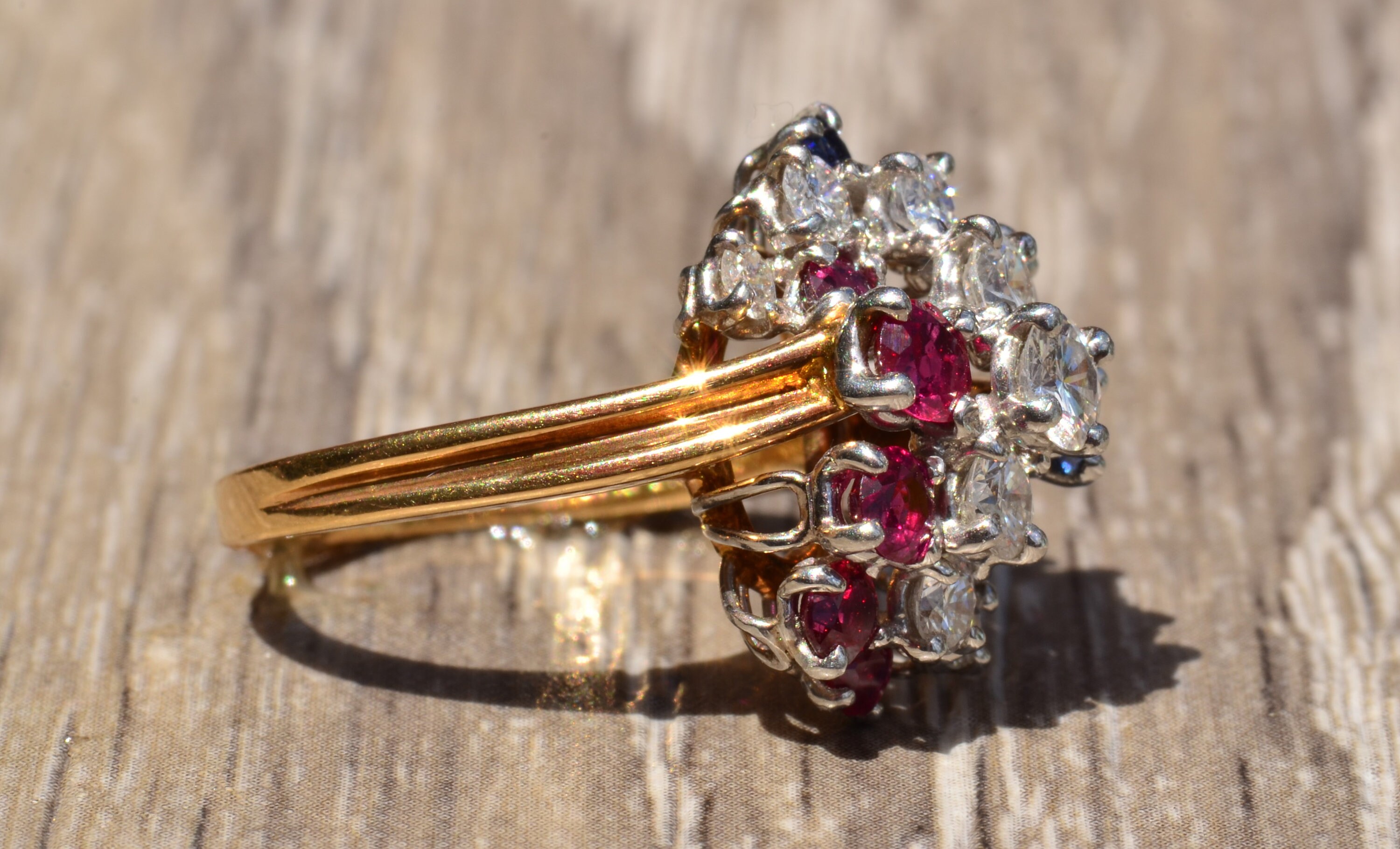 Vintage Signed Oscar Heyman Patriotic Ring Featuring Rubies