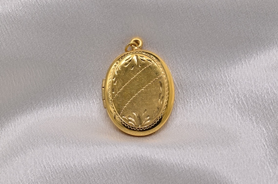 Oval Engraved Gold Filled Locket - image 1