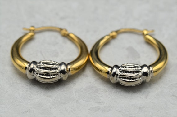 Two Tone 14K Gold Hoop Earrings