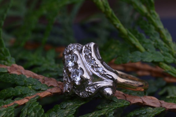 Two Tone Antique Two Stone Ring - image 6