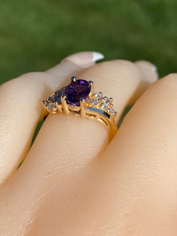 Bague riche en amethyste et diamant en or jaune Etsy Canada