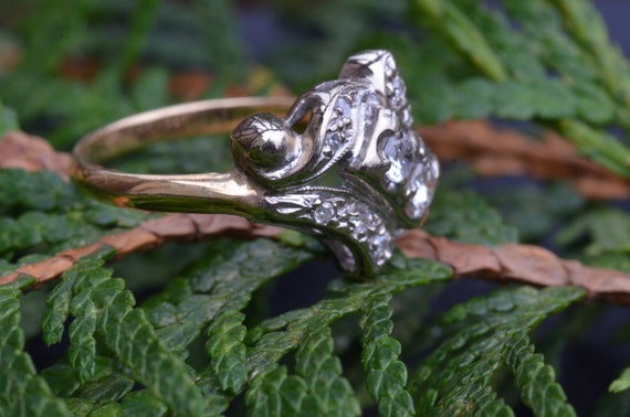 Two Tone Antique Two Stone Ring - image 2