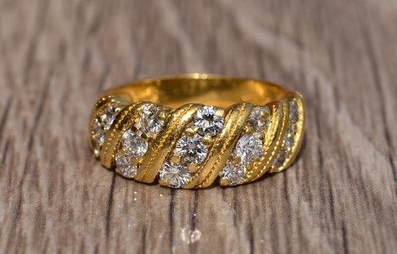 Vintage Yellow Gold Diamond Band - image 5