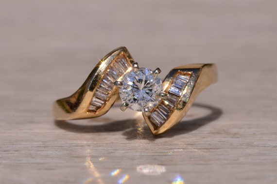 Yellow Gold Bypass Style Engagement Ring with Nat… - image 1
