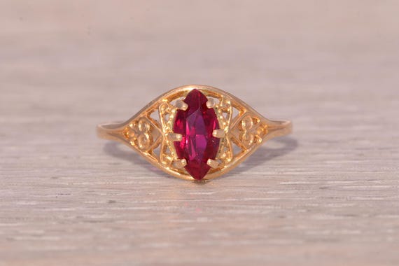 Lab Created Ruby Ring in Yellow Gold - image 1