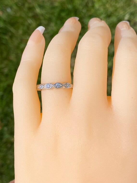 Antique Platinum Stackable Band Set with Diamonds Gem