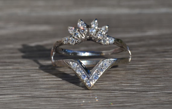 Ladies 14K White Gold Diamond Ring Jacket - image 6