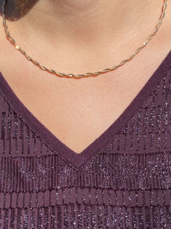 Twisted Diamond Cut Faceted Turkish Yellow Gold Necklace View 2